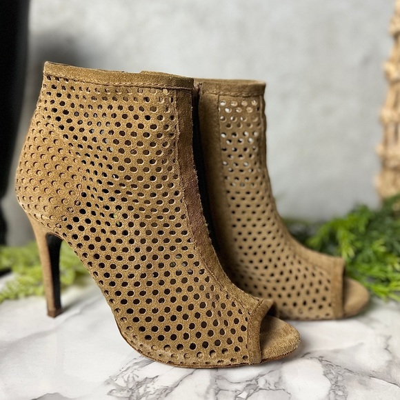 Pedro Garcia Sylvana Suede Peep Toe Boots - Picture 1 of 9